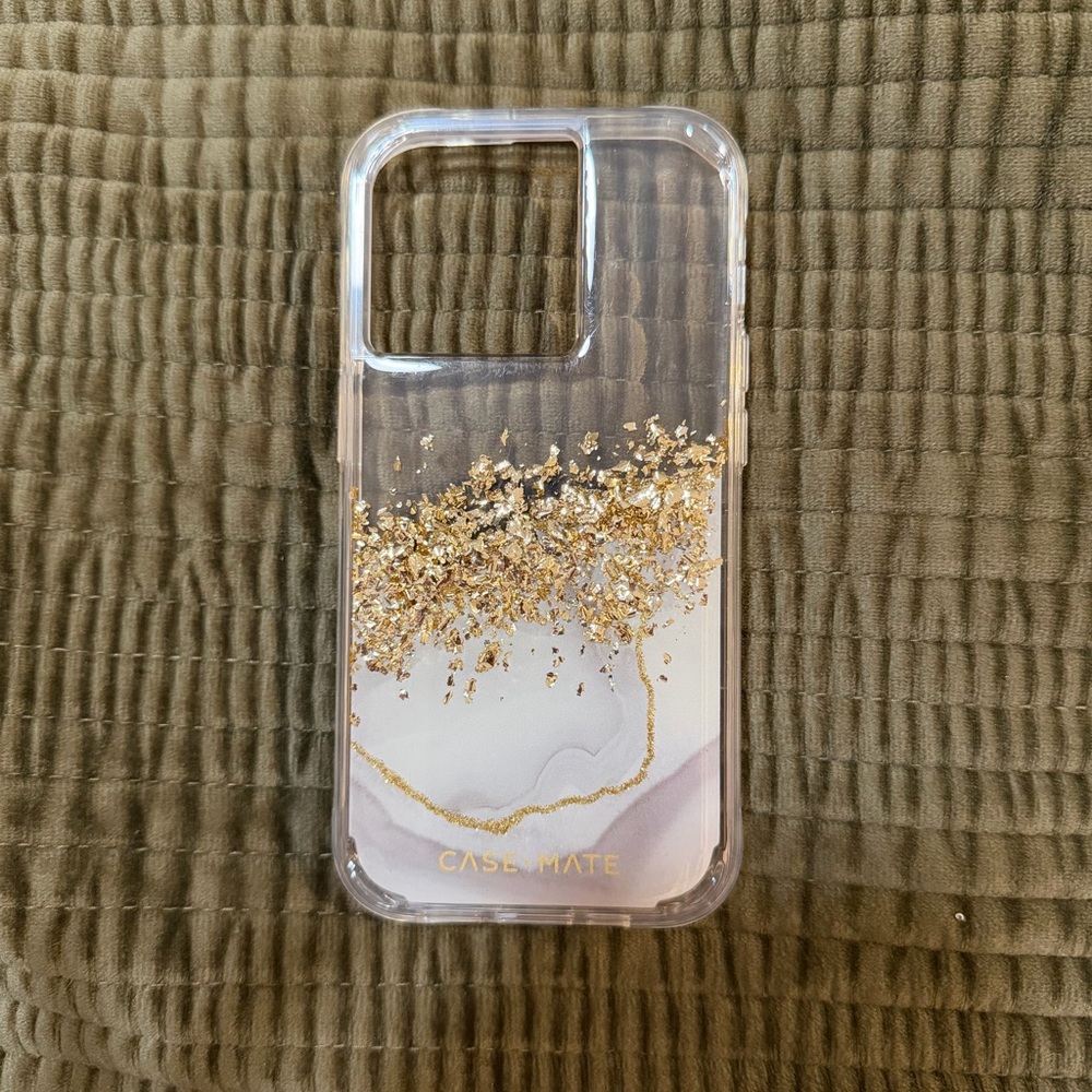 Case-Mate Clear and Gold Glitter Phone Case